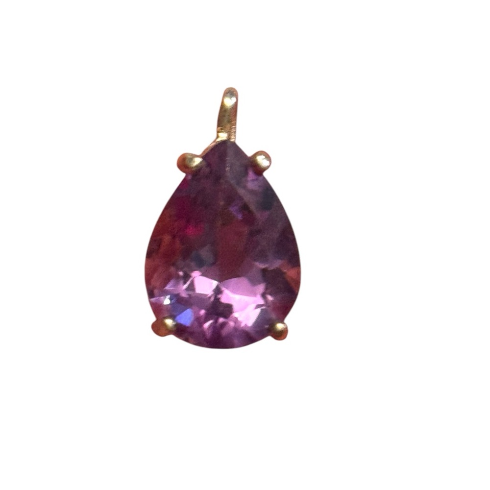 Elegant Purple Simulated Amethyst Teardrop Pendant - Picture 2 of 3